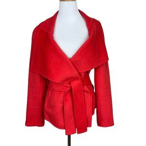 Etcetera‎ Cardigan Jacket Womens 6 Coral Wool Angora Belted Long Sleeve V-Neck